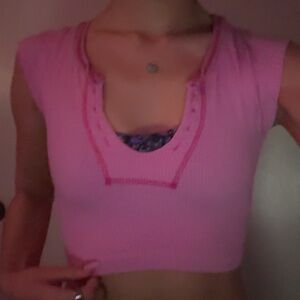 Urban Outfitters Vibrant Pink Ribbed Top